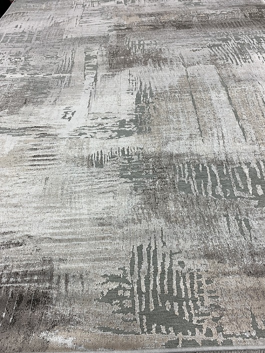 [9110455454200290BEIVIHR] Origami viskoosimatto utuinen beige-vihreä (200 x 290)