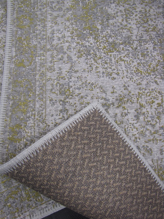 Origami villa/chenille puuvilla harmaakeltainen 67x130 cm