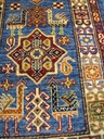 Kazak käsinsolmittu villamatto sininen 58x101 cm
