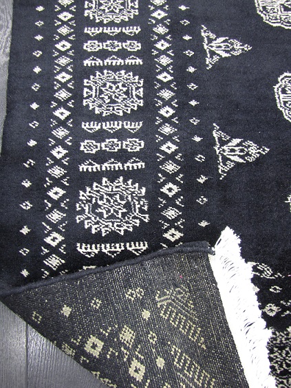 Bokhara 3 ply käsinsolmittu villamatto musta 131x210 cm