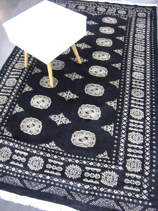 Bokhara 3 ply käsinsolmittu villamatto musta 131x210 cm