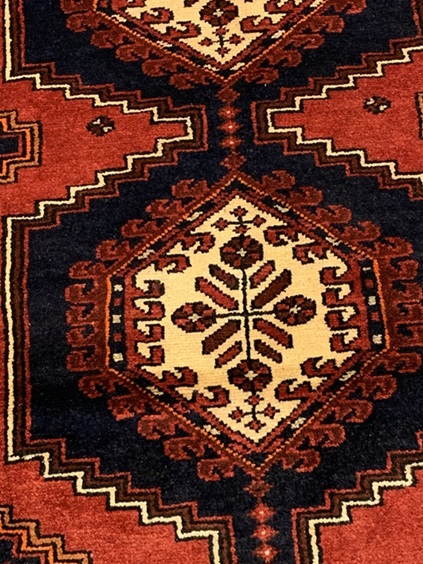 Kamseh käsinsolmittu villamatto 108x190 cm