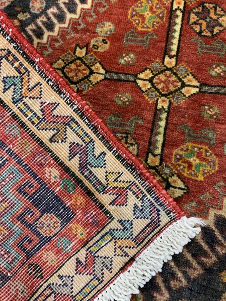 Kashqhai käsinsolmittu villamatto 65x65 cm