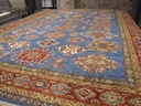 Kazak aito käsinsolmittu matto sininen 214x288 cm