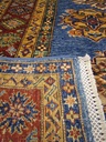 Kazak aito käsinsolmittu matto sininen 214x288 cm
