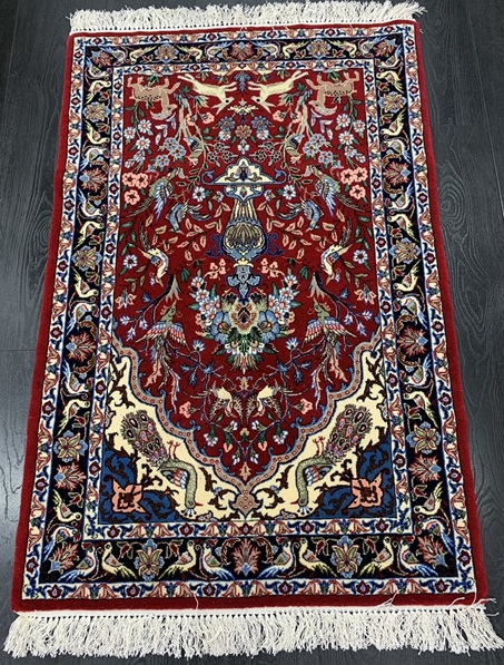 Isfahan käsinsolmittu villamatto 70x107 cm