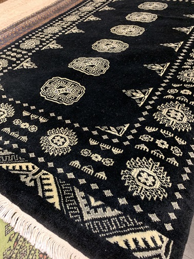 Bokhara 3 ply käsinsolmittu musta 95x154 cm