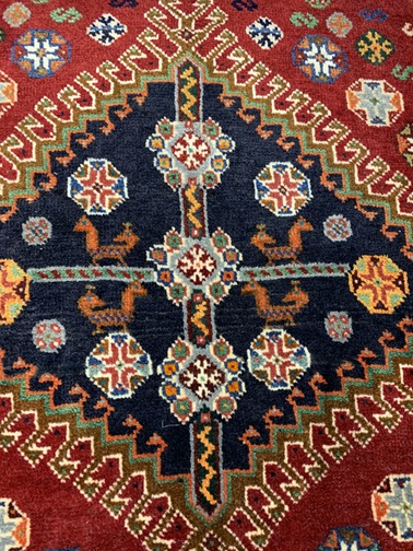 Kashqhai käsinsolmittu villamatto 55x55 cm