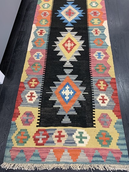 Kelim Kashqhai musta 83x246 cm