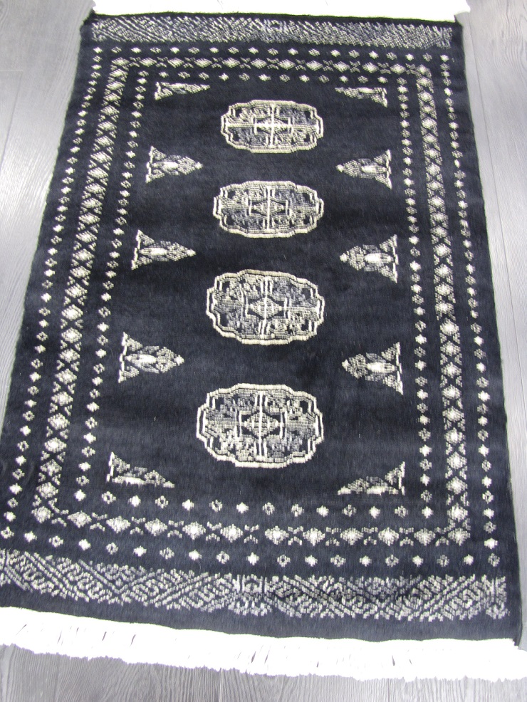 Bokhara käsinsolmittu 3 ply musta 62x93 cm