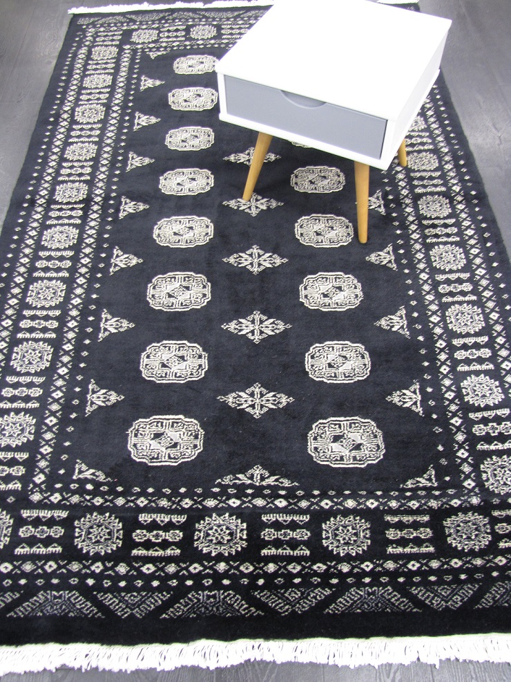 Bokhara käsinsolmittu 3 ply musta 131x200 cm
