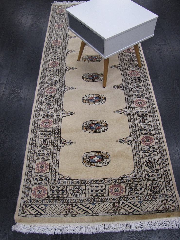 [128224881206BE] Bokhara käsinsolmittu 3 ply beige 81x206 cm