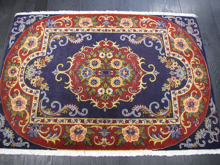 [14426146898S] Keshan käsinsolmittu villamatto 68x98 cm sininen