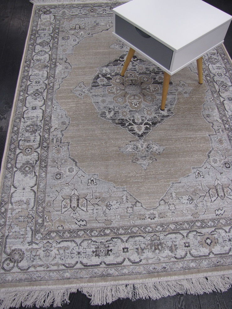 Savoy viskoosimatto beige medaljonki 195x300 cm