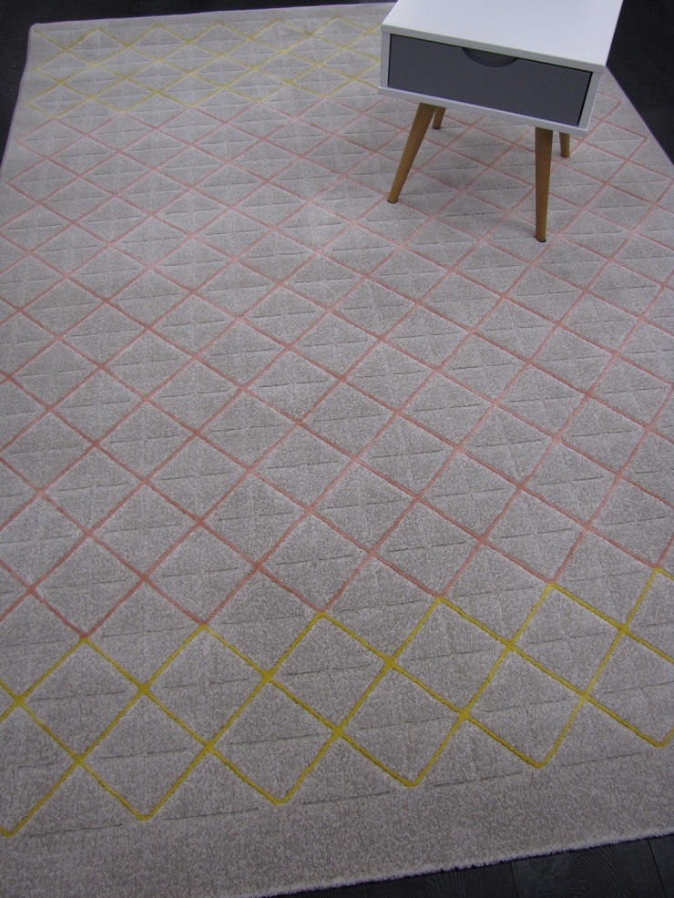Bloom nukkamatto beige/pinkki/keltainen 160x230 cm