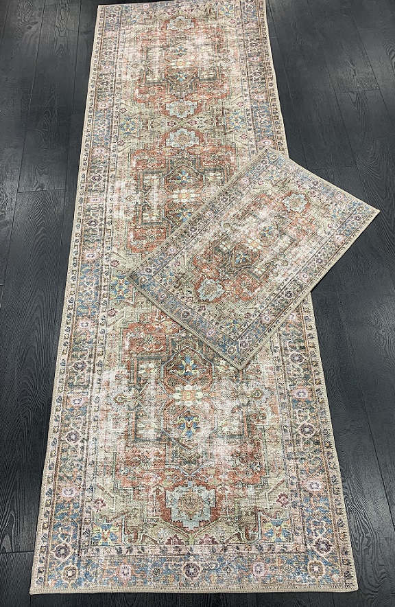 Vintage Kars harmaa-punainen 80x250 cm