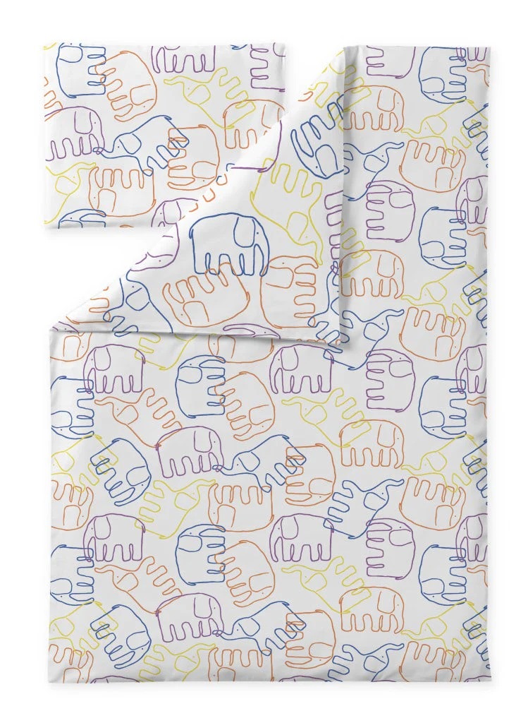 [ELEFANTTI120160LASTEN] Elefantti lasten pussilakanasetti 120x160 cm