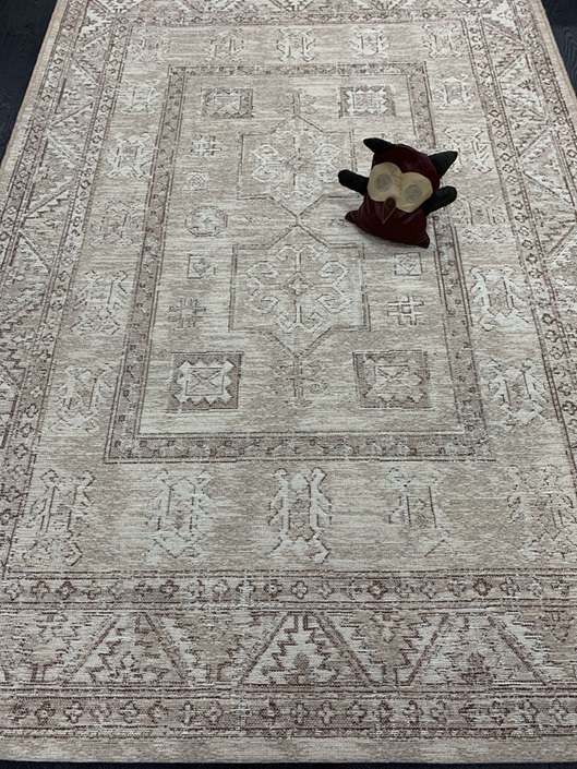 Kushan villa-juuttimatto beige kuviollinen