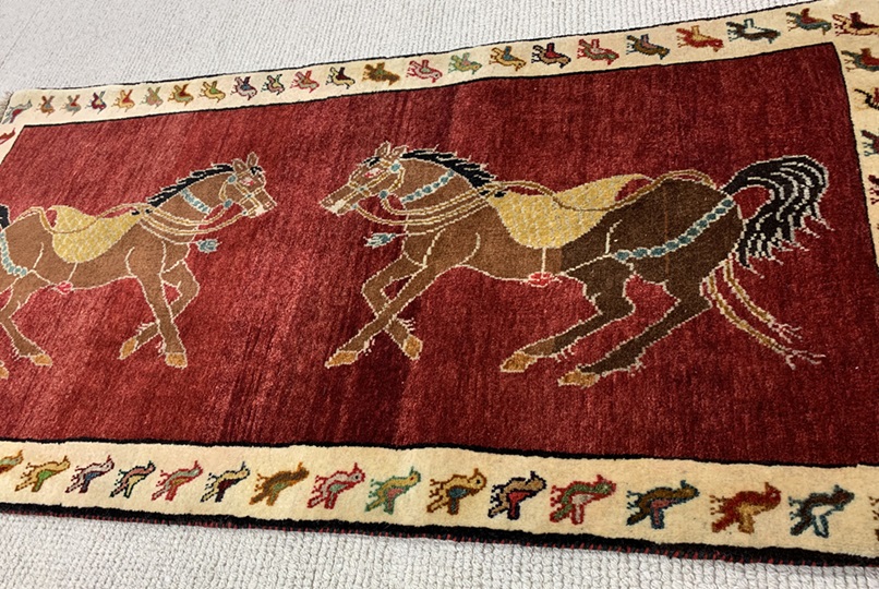 [KASHOLD50330884165HORSE] Kashqhai Old Figural 84x165 cm