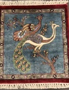 Riikinkukko Artsilk käsinsolmittu matto 61x66 cm