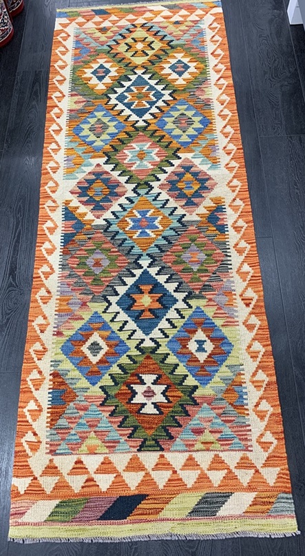 Kelim käsinkudottu villamatto 72 x 197 cm