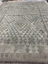[KELIM154200HARBE] Kelim käsinkudottu villamatto harmaa-beige 154x200 cm