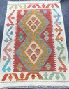 [KELIM6294ABUVÄRIKÄS] Kelim käsinkudottu villamatto 62x94 cm