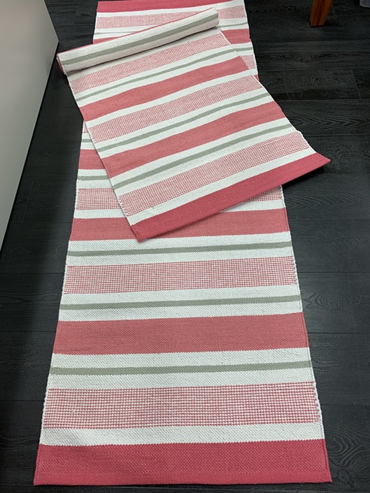 Lisa puuvillamatto pinkki-valkoinen 70x200 cm