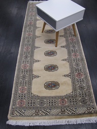 [128224881206BE] Bokhara käsinsolmittu 3 ply beige 81x206 cm
