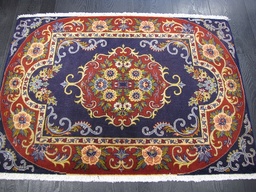 [14426146898S] Keshan käsinsolmittu villamatto 68x98 cm sininen