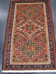 [140166563100PUNRZ] Hamadan käsinsolmittu villamatto 63x100 cm