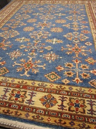 [KAZAK163200SIN] Kazak käsinsolmittu villamatto sininen 163x200 cm