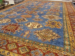 [KAZAK1976214288S] Kazak aito käsinsolmittu matto sininen 214x288 cm