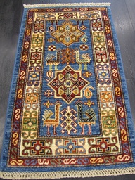 [KAZAK383394] Kazak käsinsolmittu villamatto sininen 58x101 cm