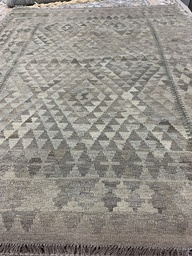 [KELIM154200HARBE] Kelim käsinkudottu villamatto harmaa-beige 154x200 cm