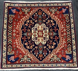 [1510221548407PUN] Kashqhai käsinsolmittu villamatto61x67 cm