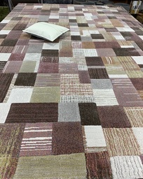 [636625280200290PINKKI] Plaza nukkamatto pinkki-vihreä ruutu 200x290 cm