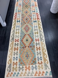 [KELIM497ABU83294] Kelim käsinkudottu villamatto 83x294 cm